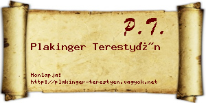 Plakinger Terestyén névjegykártya